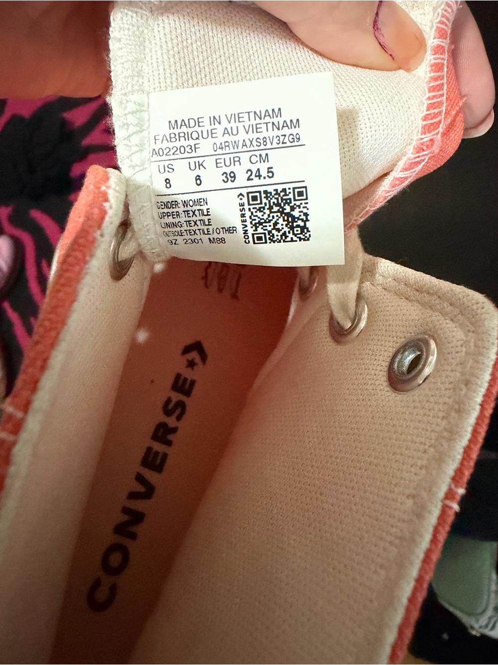 Converse Coral High-Top Sneakers with Floral Embroidery no box - Picture 8 of 8
